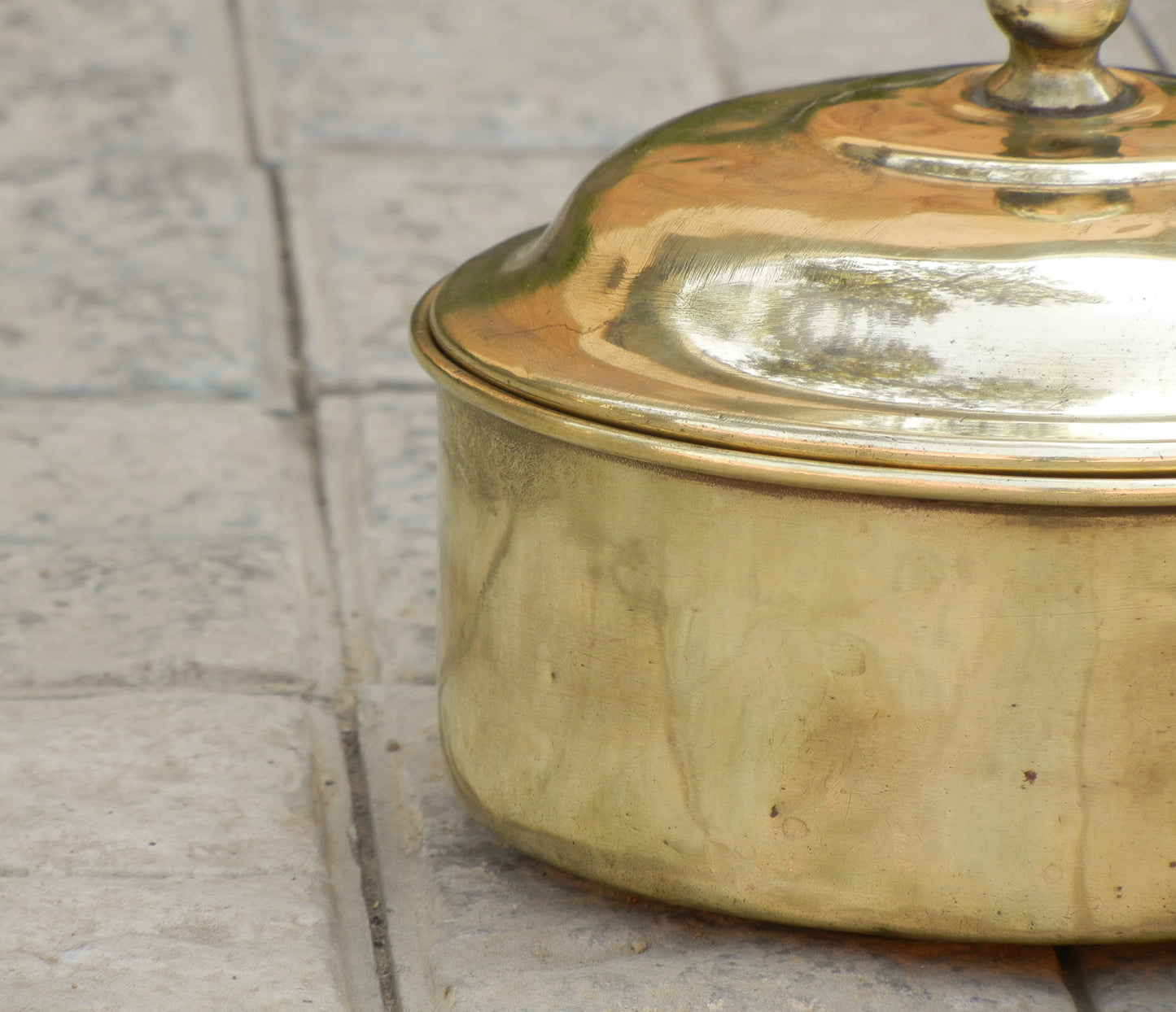 Old Vintage Brass Hand Engraved Chapati Box, Bread Box Antique