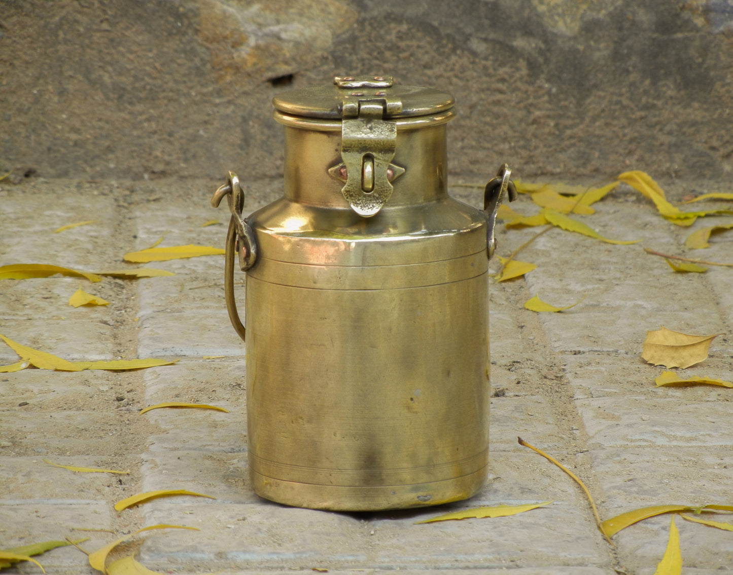 Old Vintage Brass Milk Can, Container