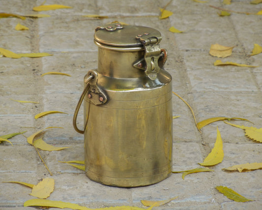 Old Vintage Brass Milk Can, Container