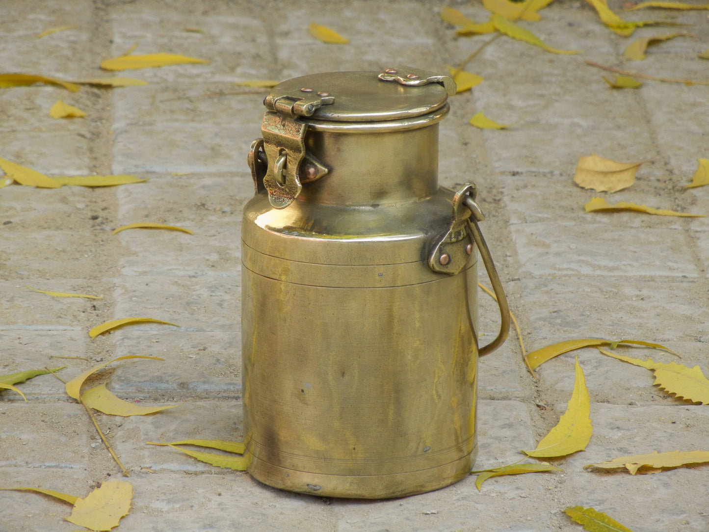 Old Vintage Brass Milk Can, Container