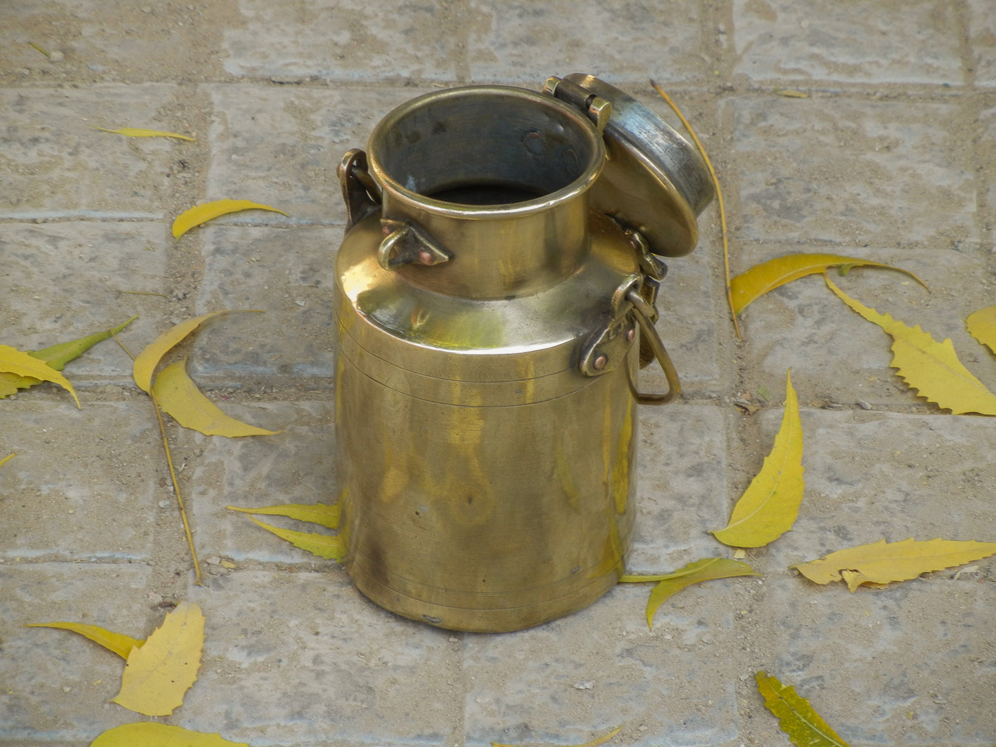 Old Vintage Brass Milk Can, Container