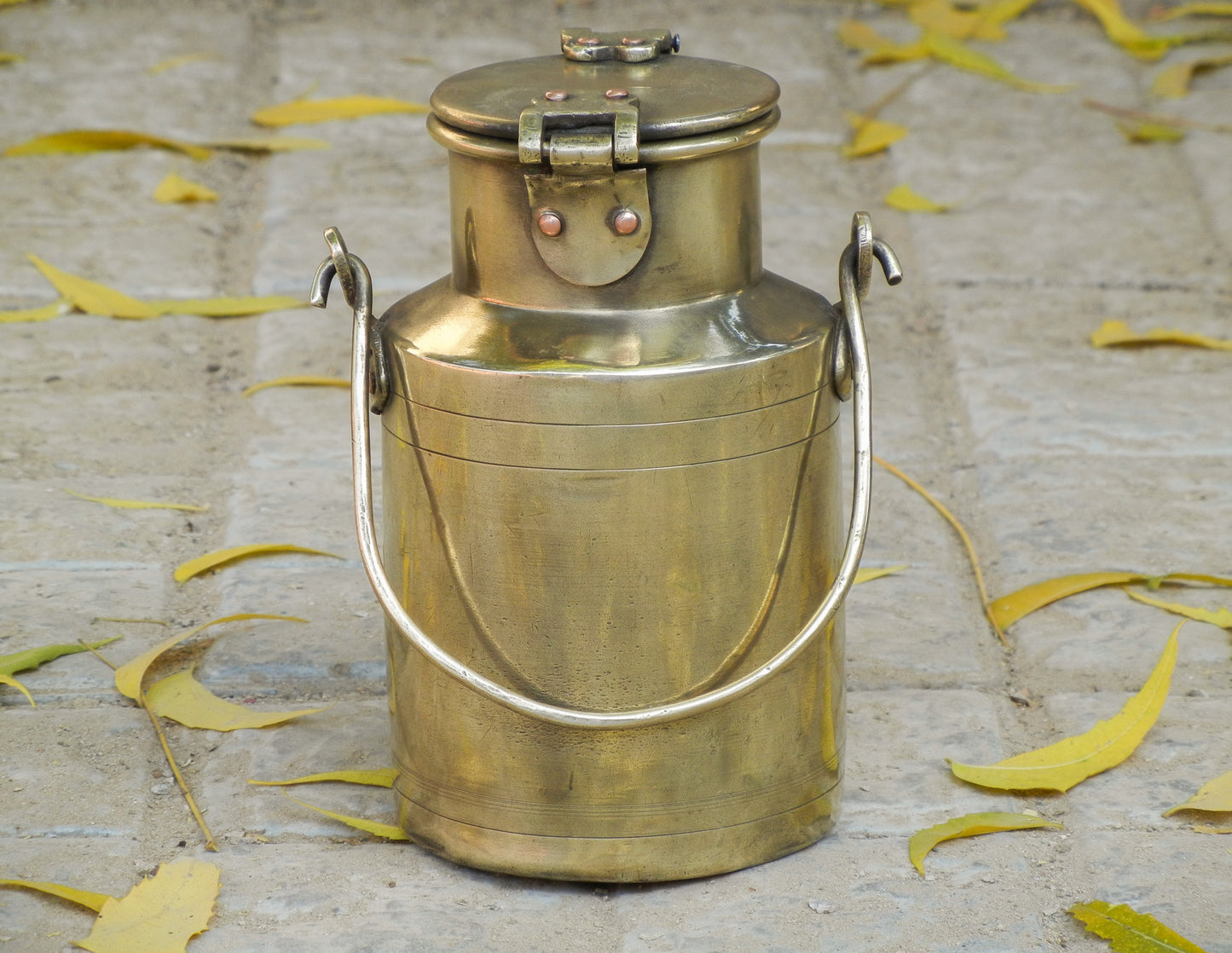 Old Vintage Brass Milk Can, Container