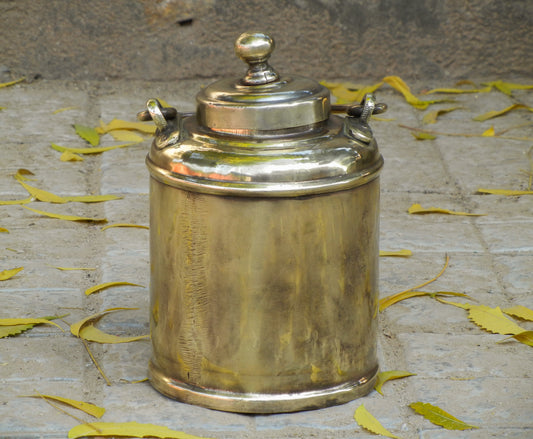 Old Vintage Brass Milk Can, Container