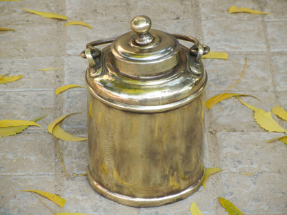 Old Vintage Brass Milk Can, Container