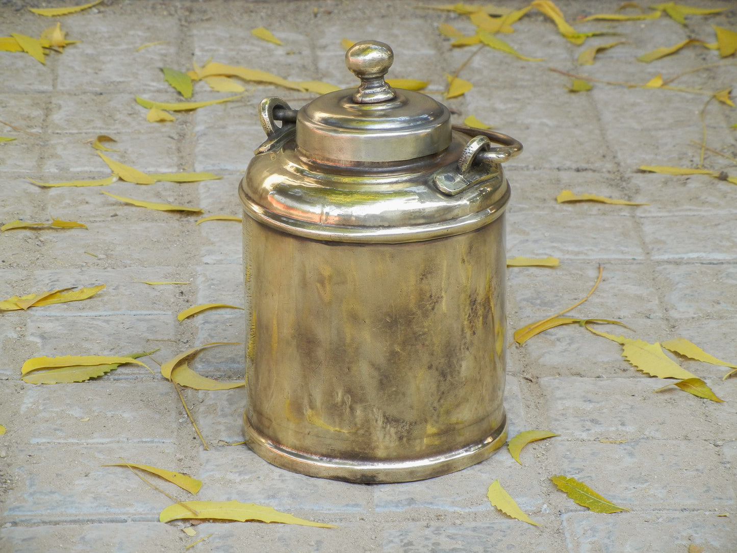 Old Vintage Brass Milk Can, Container