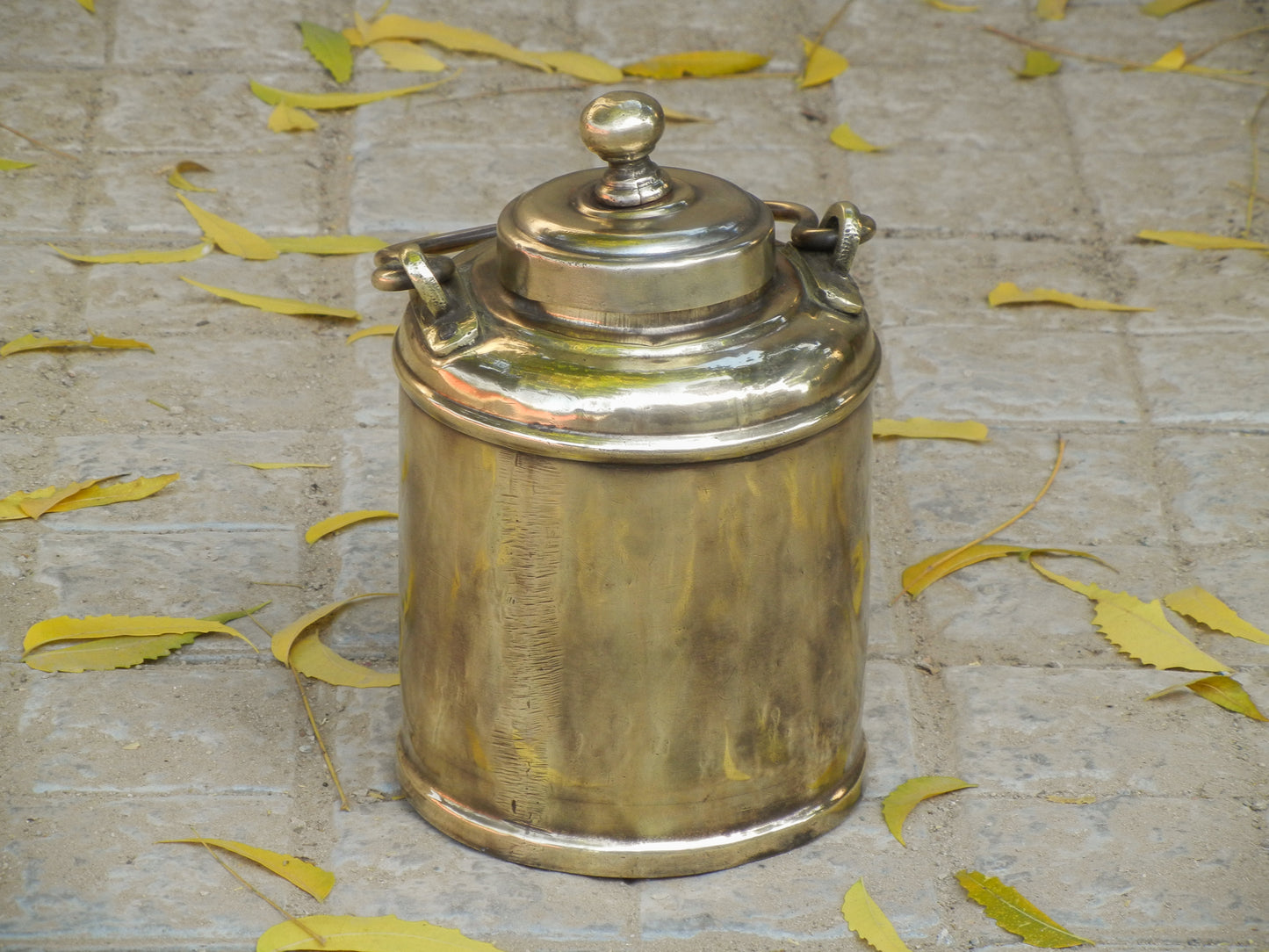 Old Vintage Brass Milk Can, Container