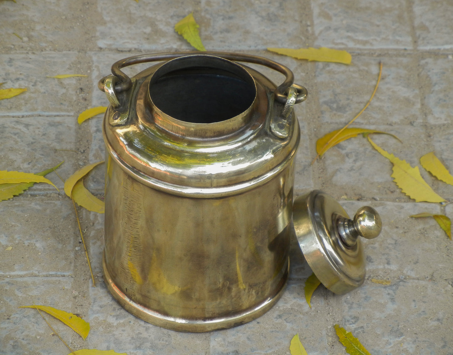 Old Vintage Brass Milk Can, Container