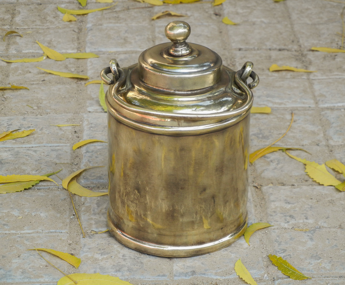 Old Vintage Brass Milk Can, Container