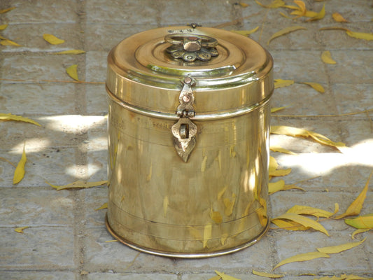 Vintage Old Indian Brass Jar, Container, Canister