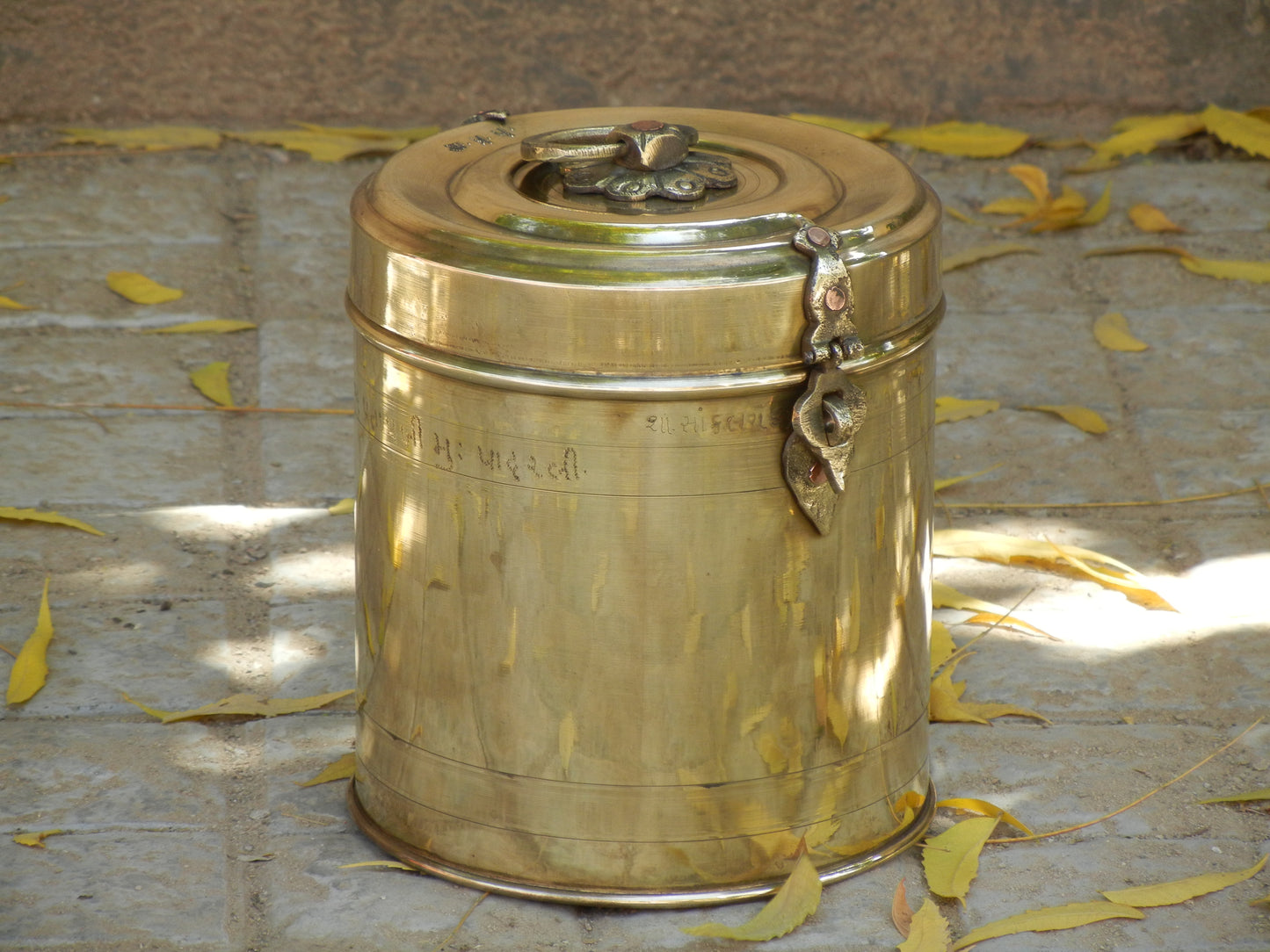 Vintage Old Indian Brass Jar, Container, Canister