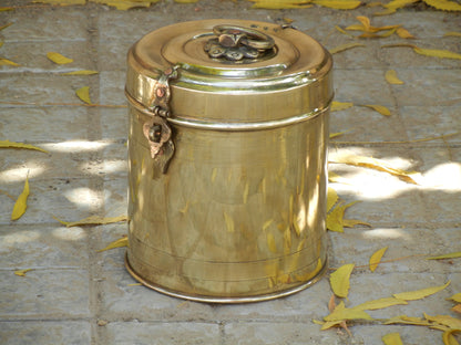 Vintage Old Indian Brass Jar, Container, Canister