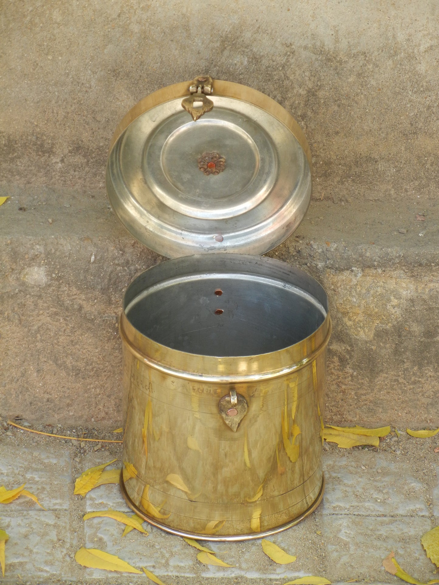 Vintage Old Indian Brass Jar, Container, Canister