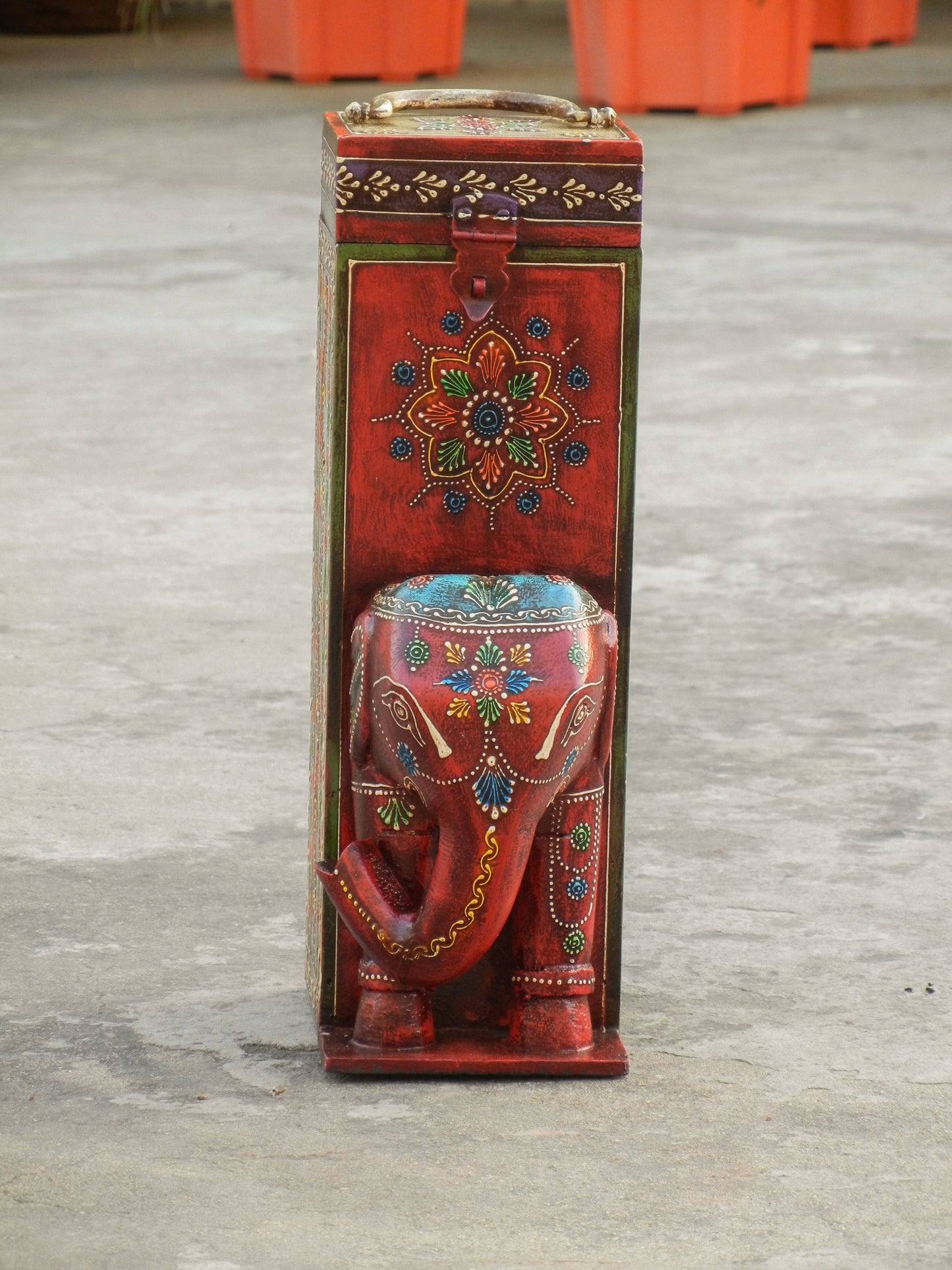 Wooden Painted Elephant Bottle Holder