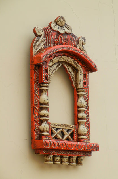 WOODEN PAINTED JHAROKHA, WALL DECOR