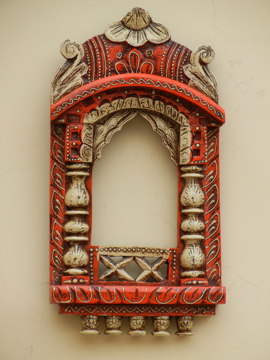 WOODEN PAINTED JHAROKHA, WALL DECOR