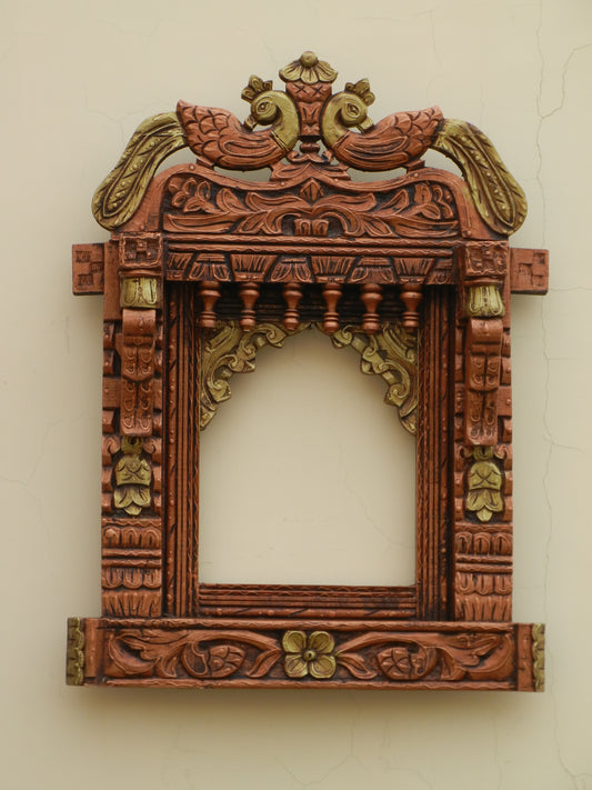 WOODEN COPPER FINISH JHAROKHA, WALL DECOR