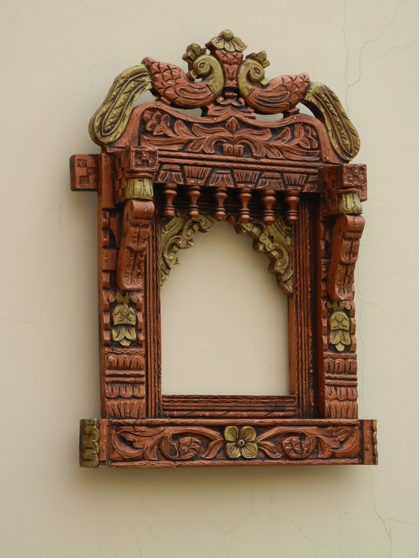 WOODEN COPPER FINISH JHAROKHA, WALL DECOR