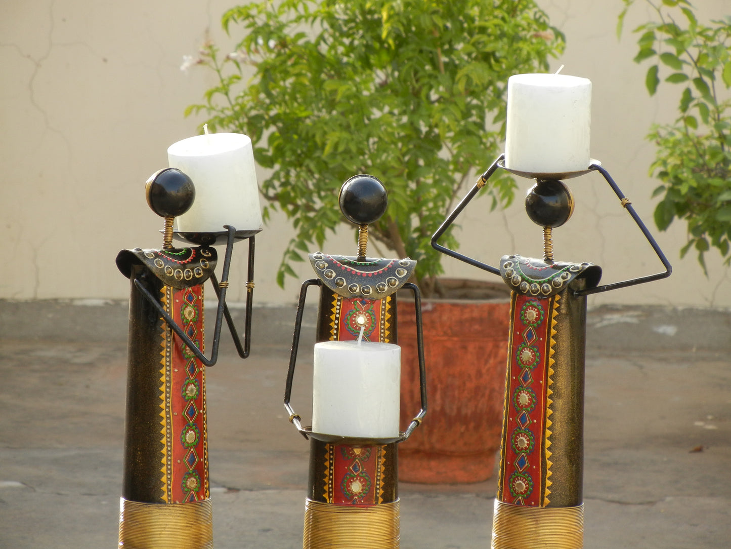 Metal Tribal Tea Light- Set of 3