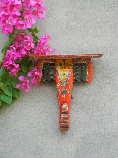 Wooden Ethnic Elephant Wall Bracket