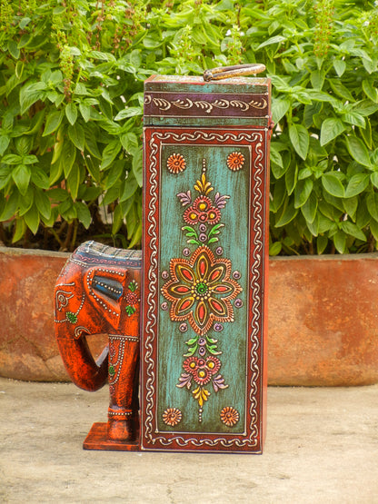 Wooden Painted Elephant Bottle Holder, Bottle Stand