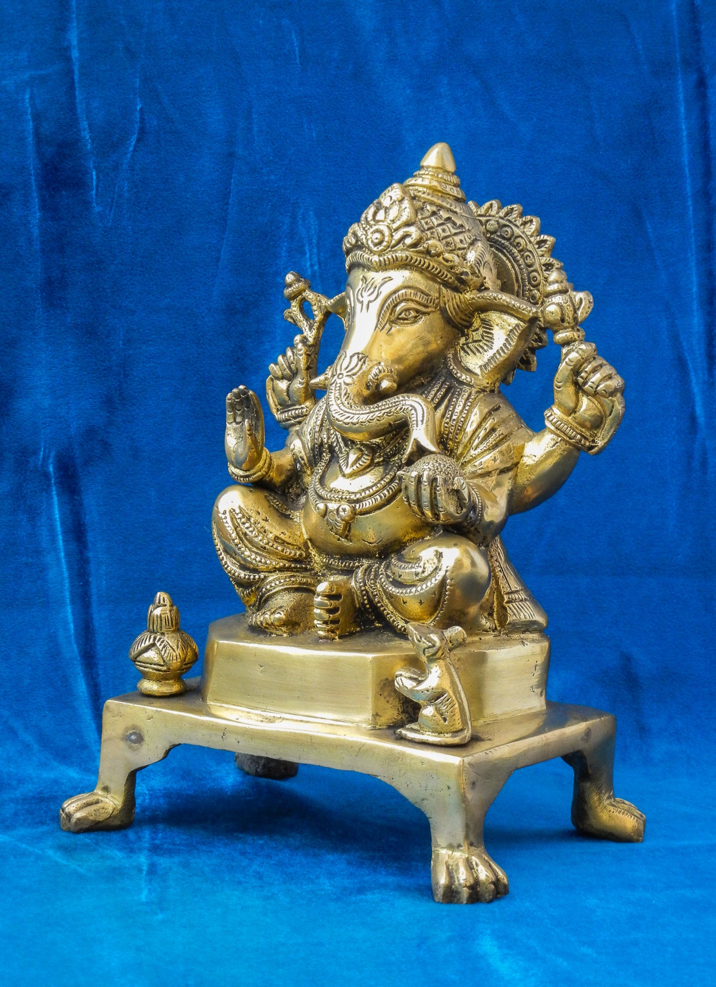 BRASS GANESHA ON CHOWKI SHOWPIECE