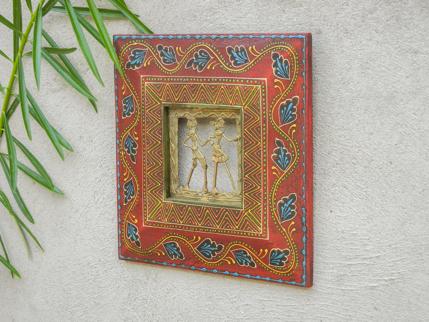 Wooden & Brass Warli Art Wall Decor