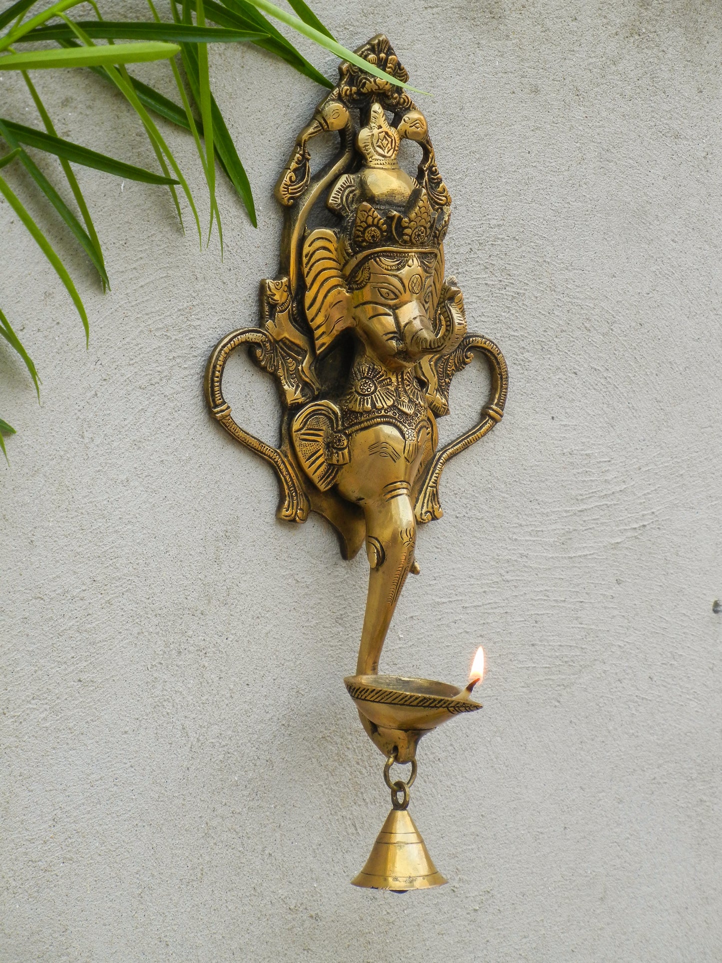 Brass Ganesha Lamp Wall Hanging