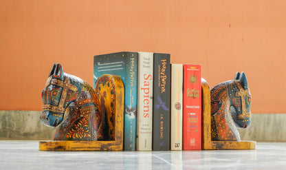 Wooden Painted Horse Bookend