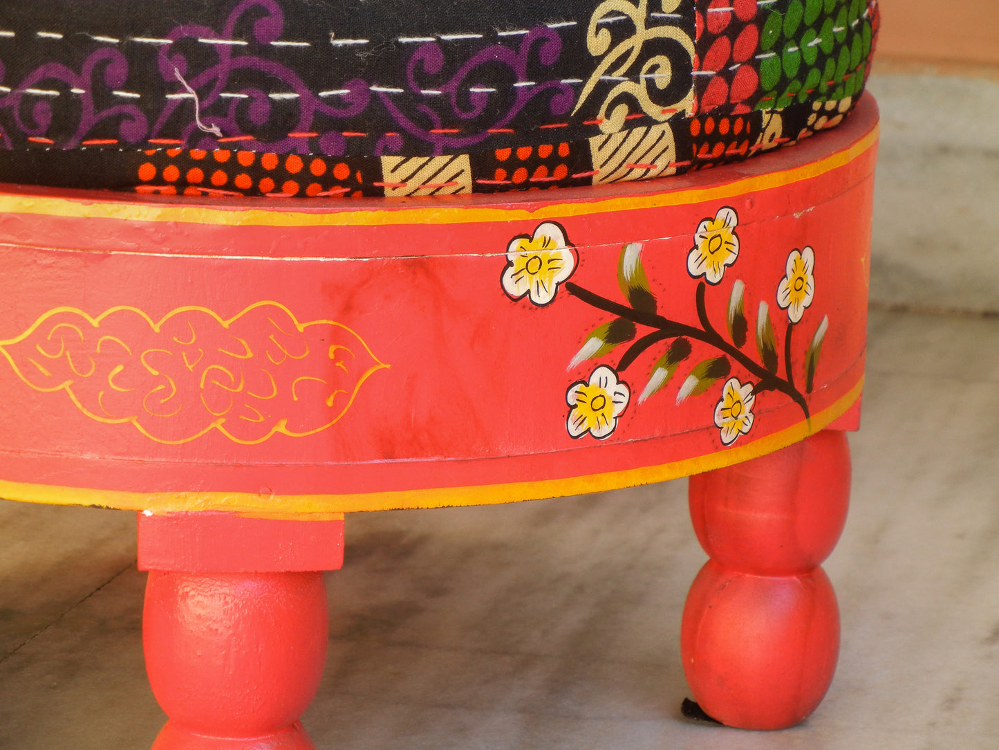 Wooden Ethnic Pouf