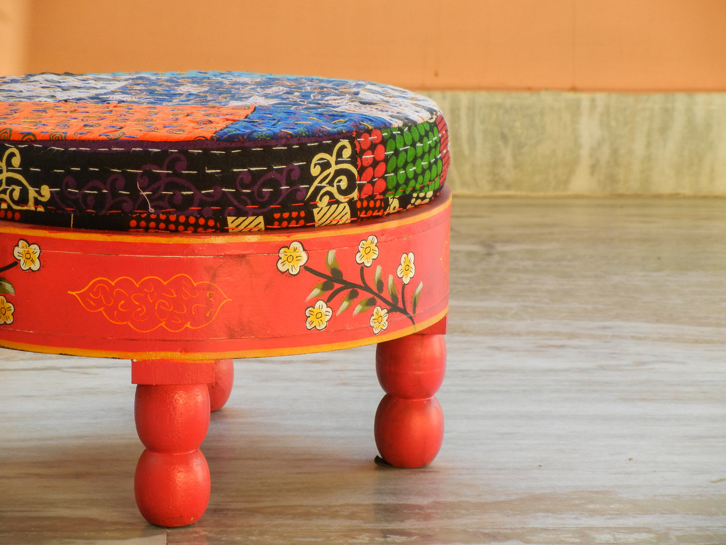 Wooden Ethnic Pouf