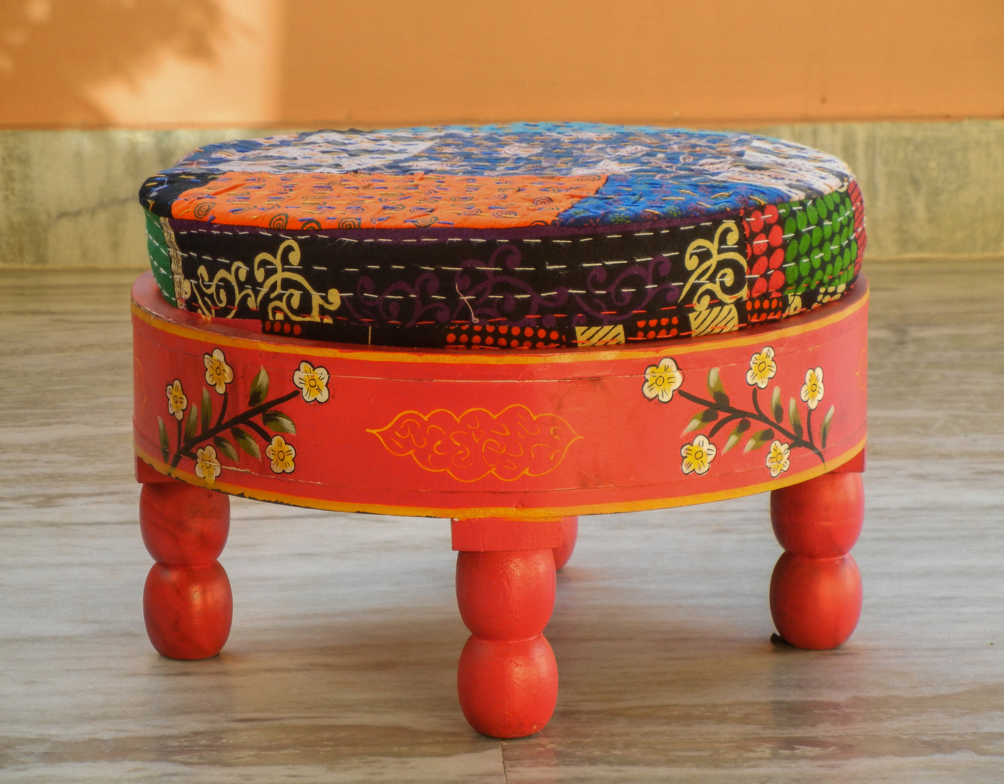 Wooden Ethnic Pouf