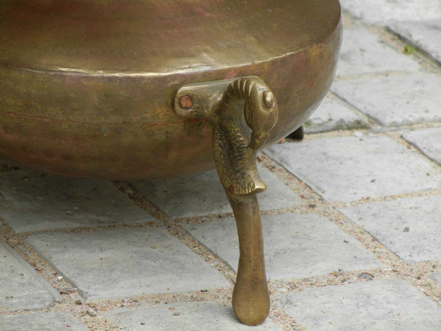 Vintage Brass Handi With 3 Peacock Stand