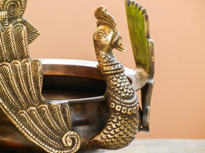 Brass Peacock Urli