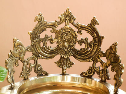 Brass Urli with Diyas and Bells