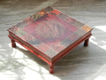 Wooden Rangoli Inspired Chowki/ Bajot