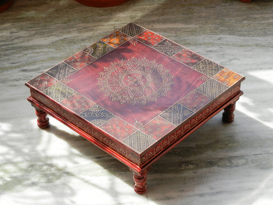 Wooden Rangoli Inspired Chowki/ Bajot