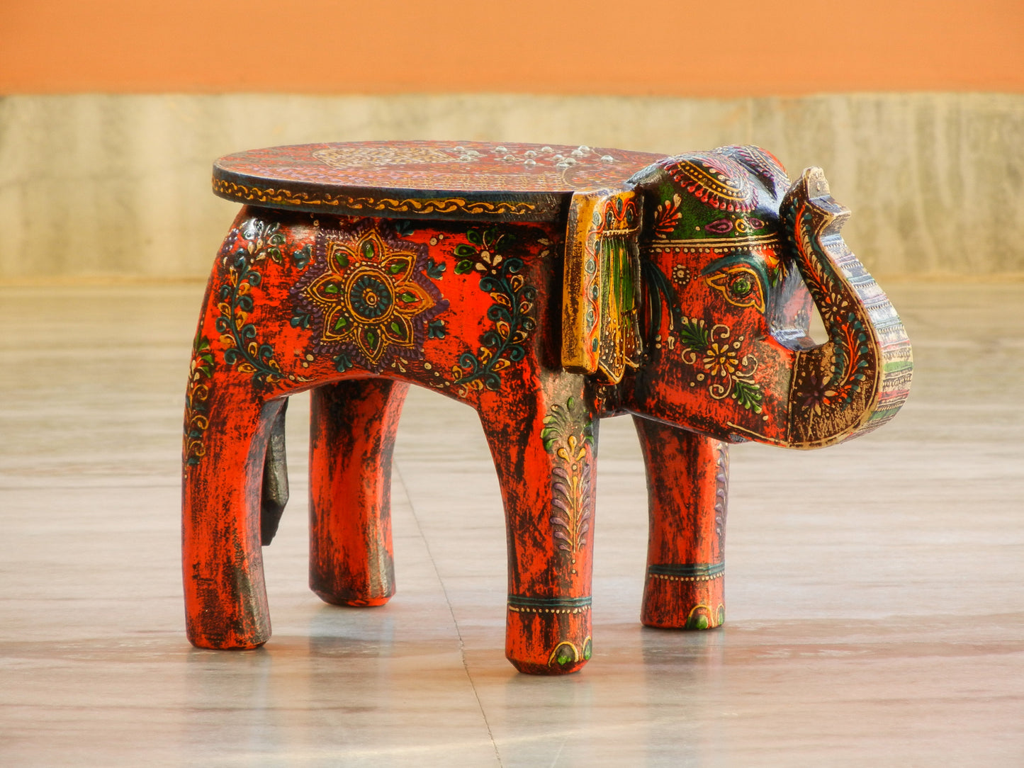 Wooden Handmade Ethnic Miniature Elephant Stool