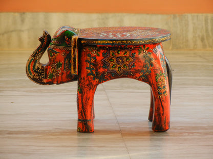 Wooden Handmade Ethnic Miniature Elephant Stool