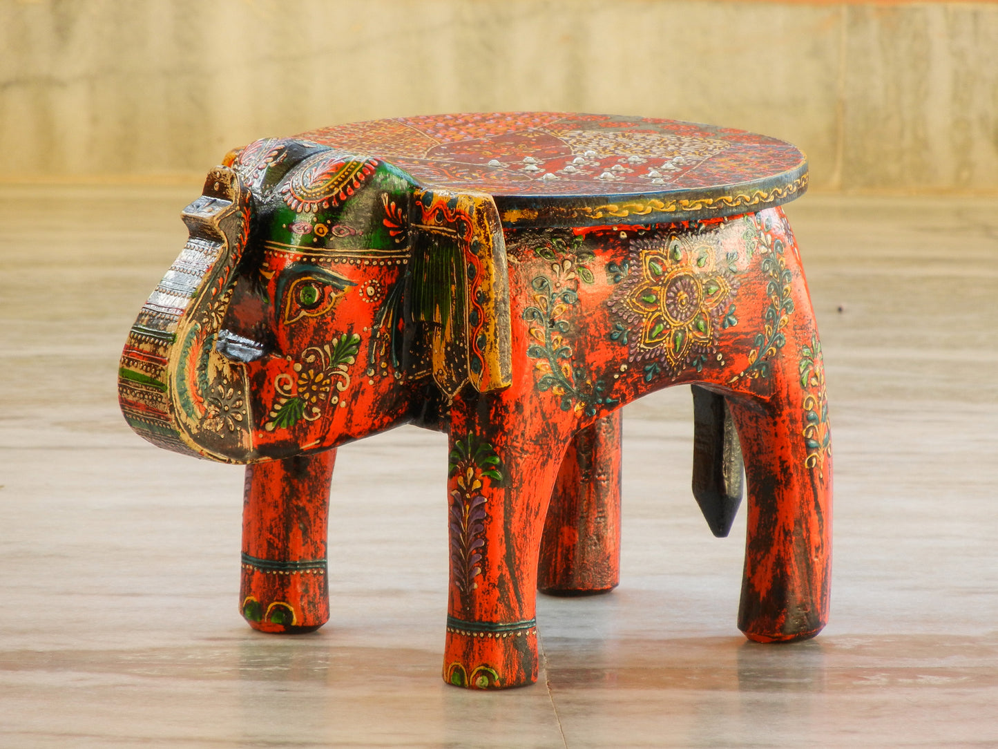 Wooden Handmade Ethnic Miniature Elephant Stool