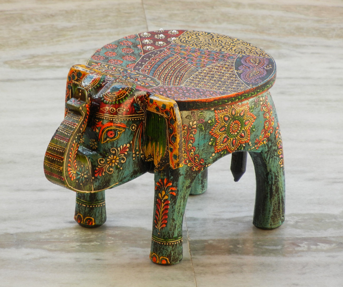 Wooden Handmade Ethnic Miniature Elephant Stool