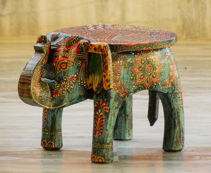 Wooden Handmade Ethnic Miniature Elephant Stool