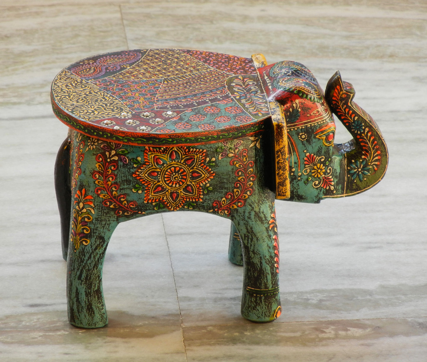 Wooden Handmade Ethnic Miniature Elephant Stool