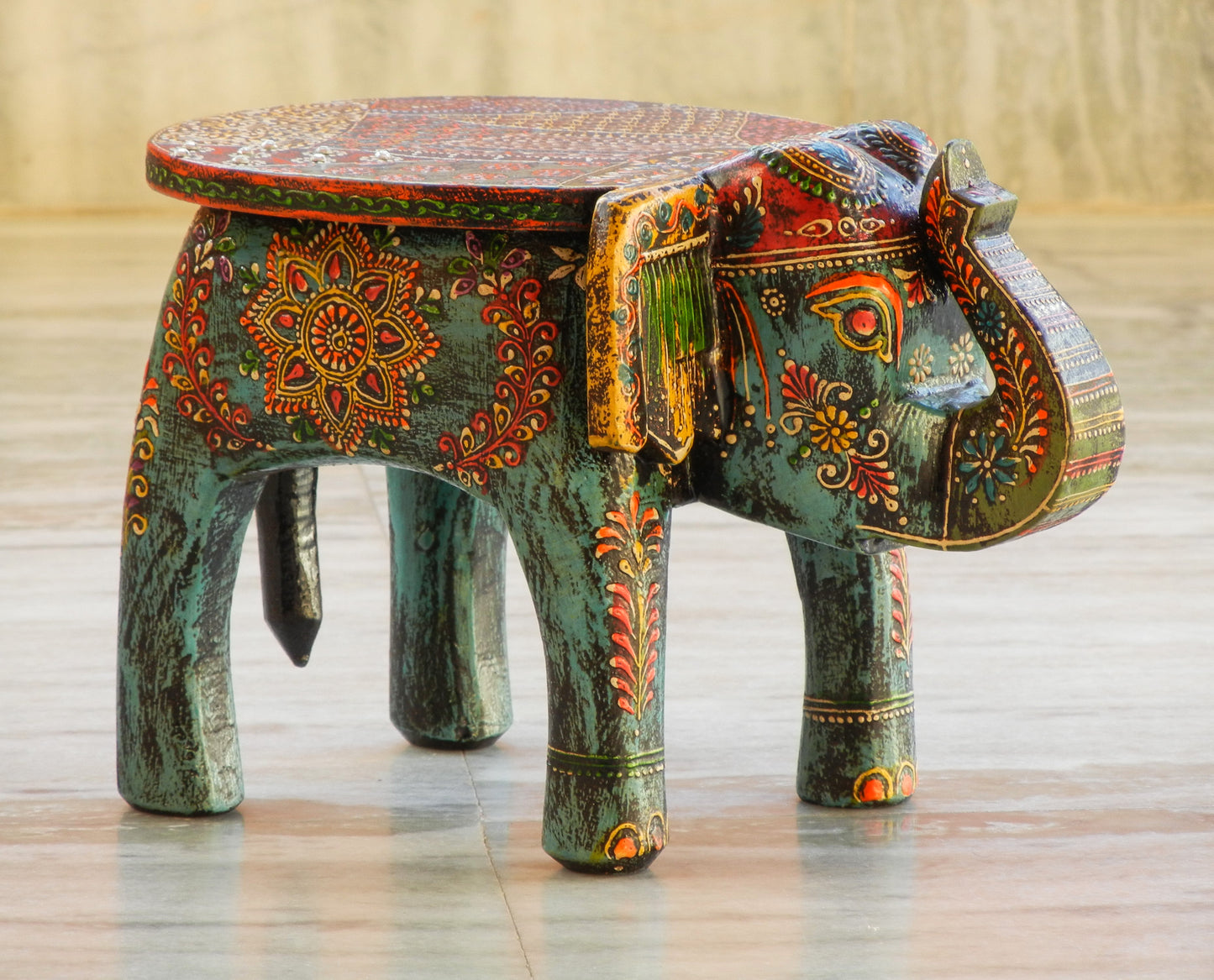 Wooden Handmade Ethnic Miniature Elephant Stool