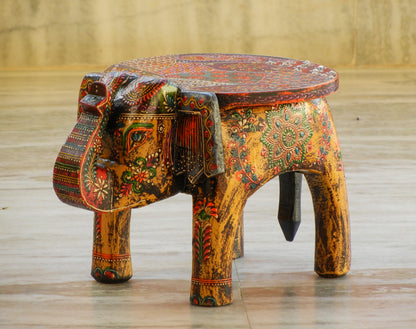 Wooden Handmade Ethnic Miniature Elephant Stool