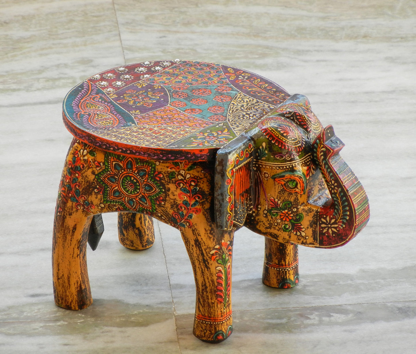 Wooden Handmade Ethnic Miniature Elephant Stool