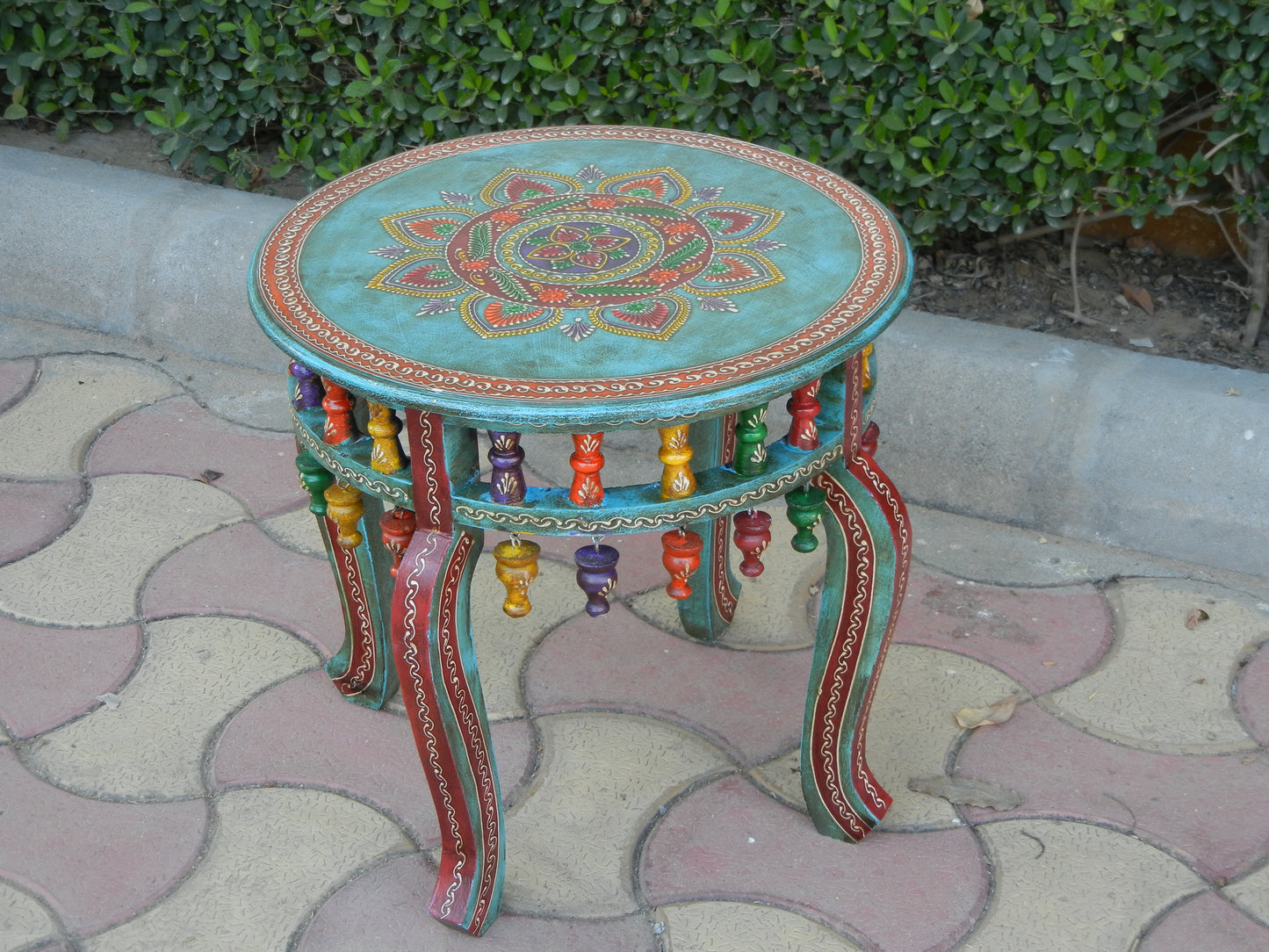 Wooden Round Table with Hangings