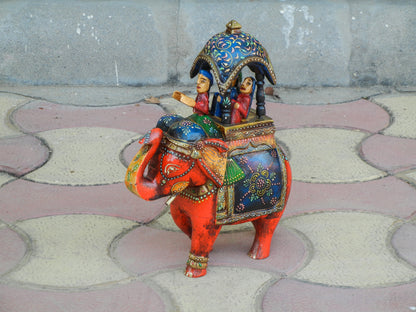 WOODEN AMBABARI ELEPHANT STATUE, FIGURINE