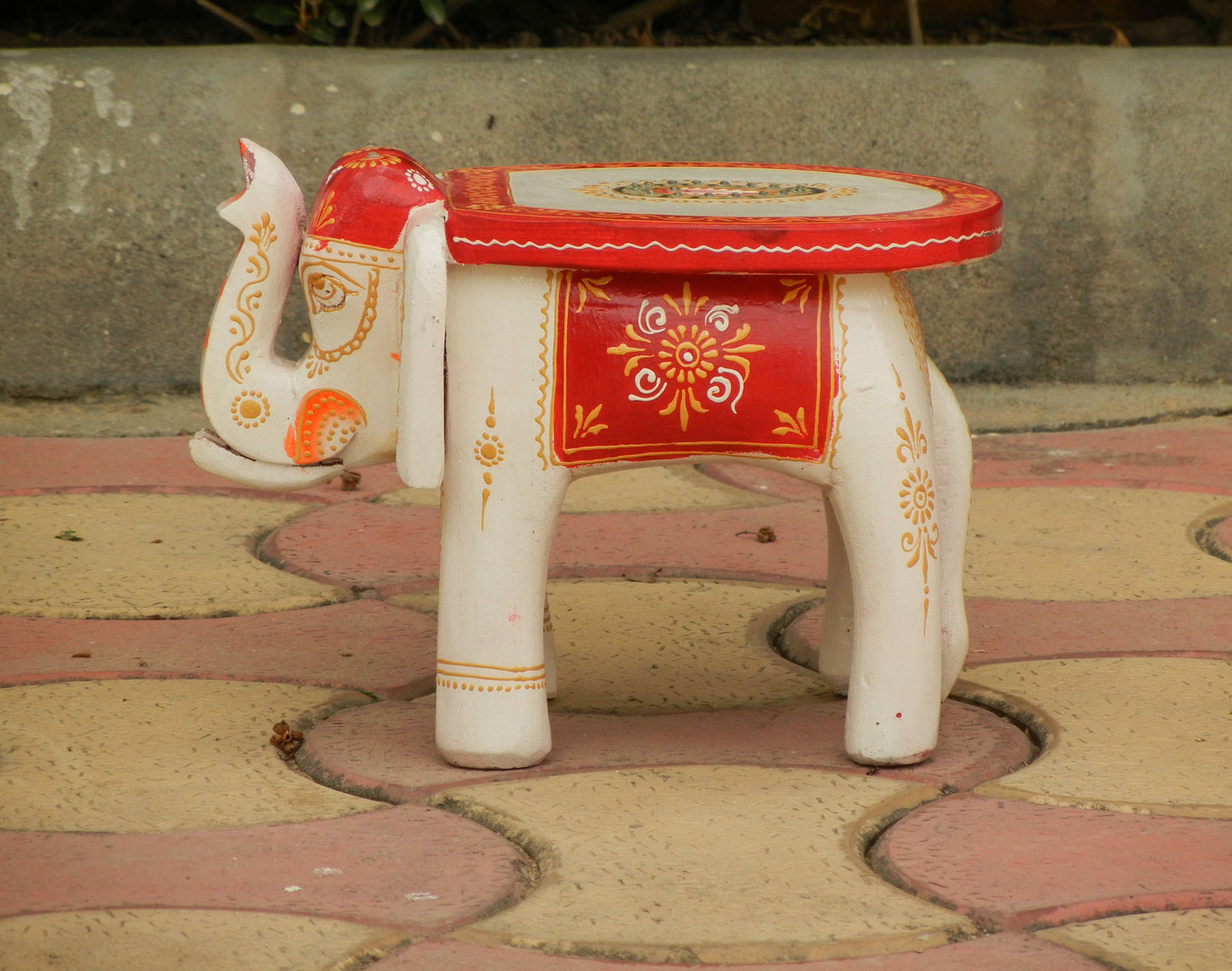 Wooden Handmade Ethnic Miniature Elephant Stool