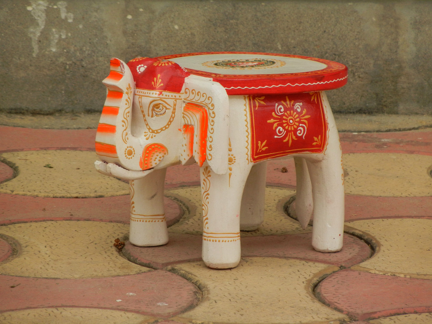 Wooden Handmade Ethnic Miniature Elephant Stool