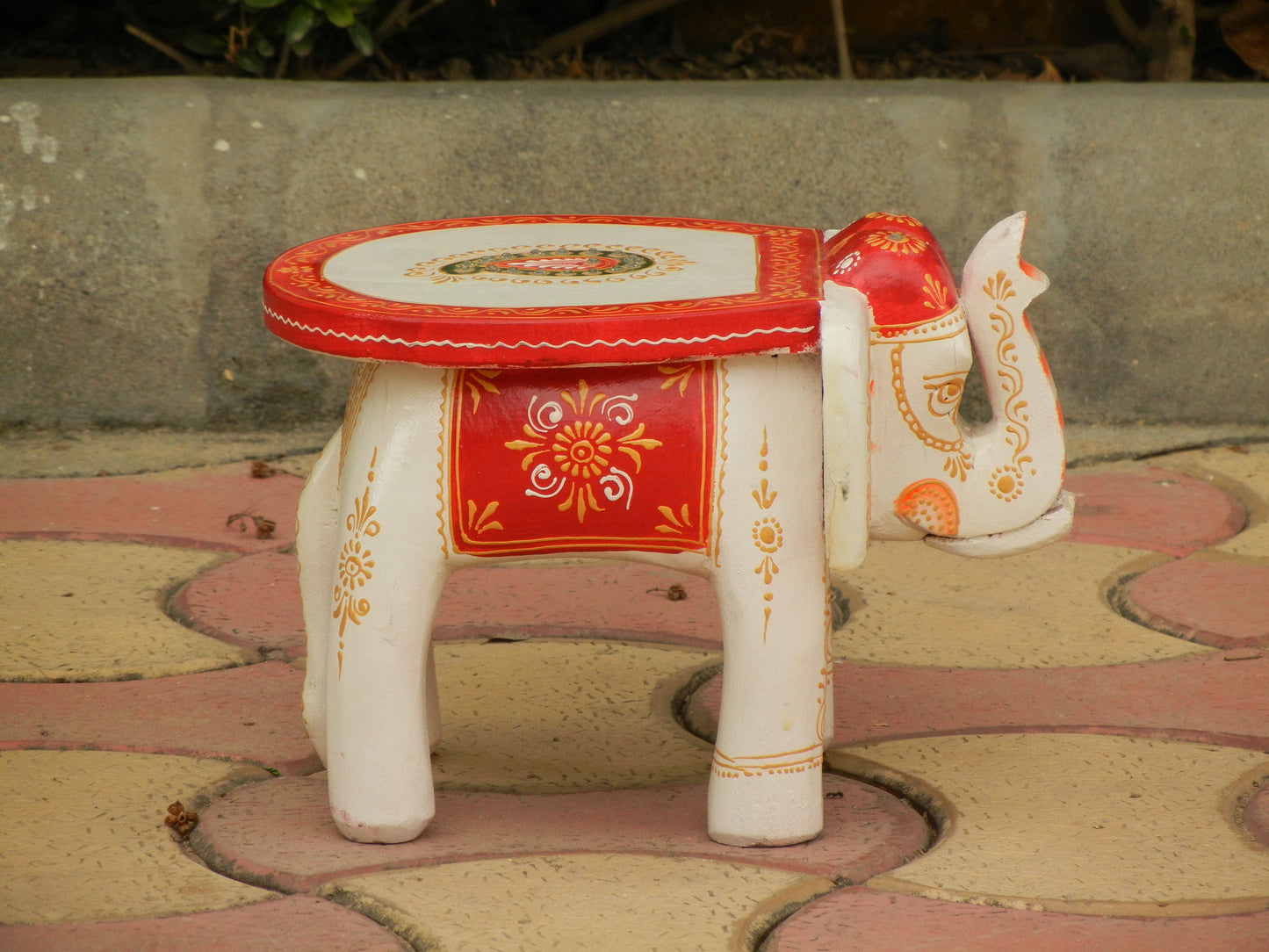 Wooden Handmade Ethnic Miniature Elephant Stool